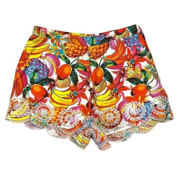 Aqua Pants - AQUA Fruit Print Shorts Women’s XS Cotton Eyelet Scalloped Multicolored NWT